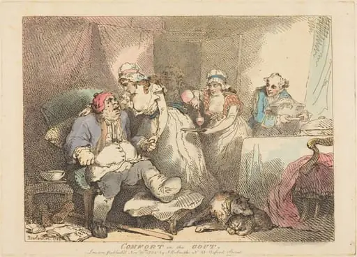 Comfort in the Gout, by Thomas Rowlandson