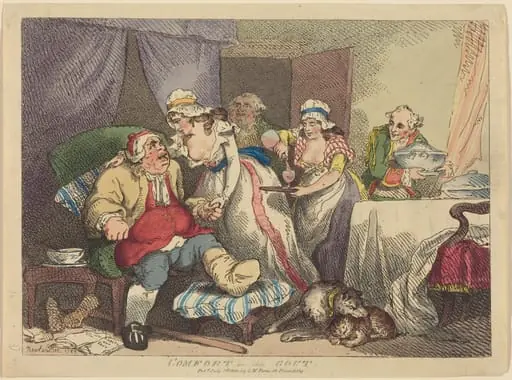 Comfort in the Gout, by Thomas Rowlandson