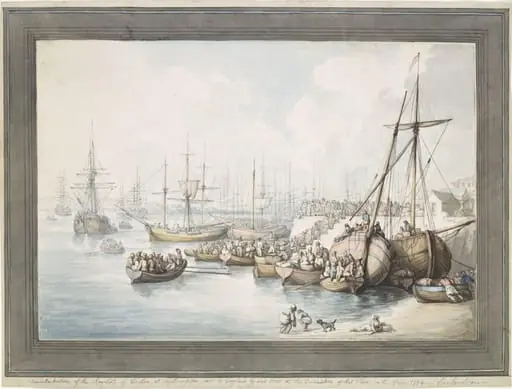 Disembarkation of the Royalists of Toulon at Southampton, 1794, by Thomas Rowlandson