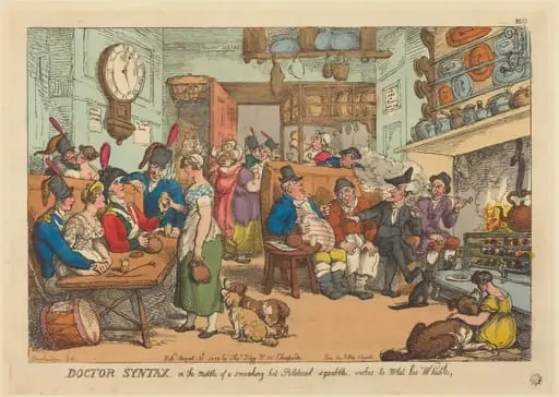 Doctor Syntax, in the Middle of a Smoking HotPolitical Squabble, wishes to Wet his W histle, by Thomas Rowlandson