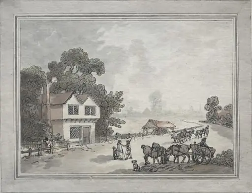 Horses and Carts on a Country Road, by Thomas Rowlandson