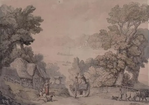 Landscape with a Cottage and Figures in the Foreground, by Thomas Rowlandson