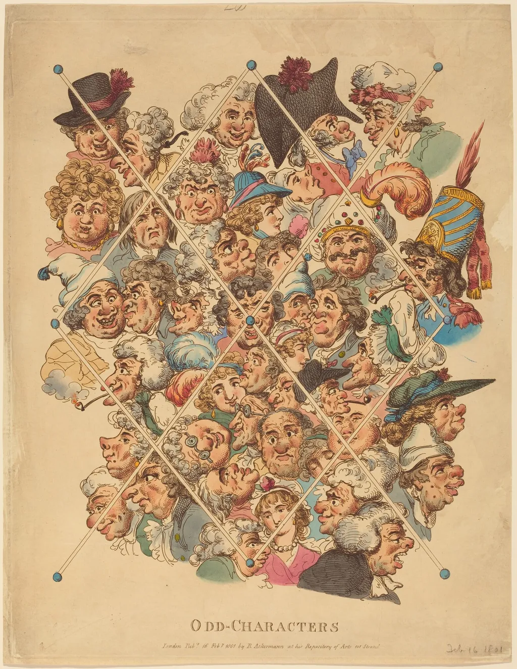 Odd-Characters, by Thomas Rowlandson, ink, 1801