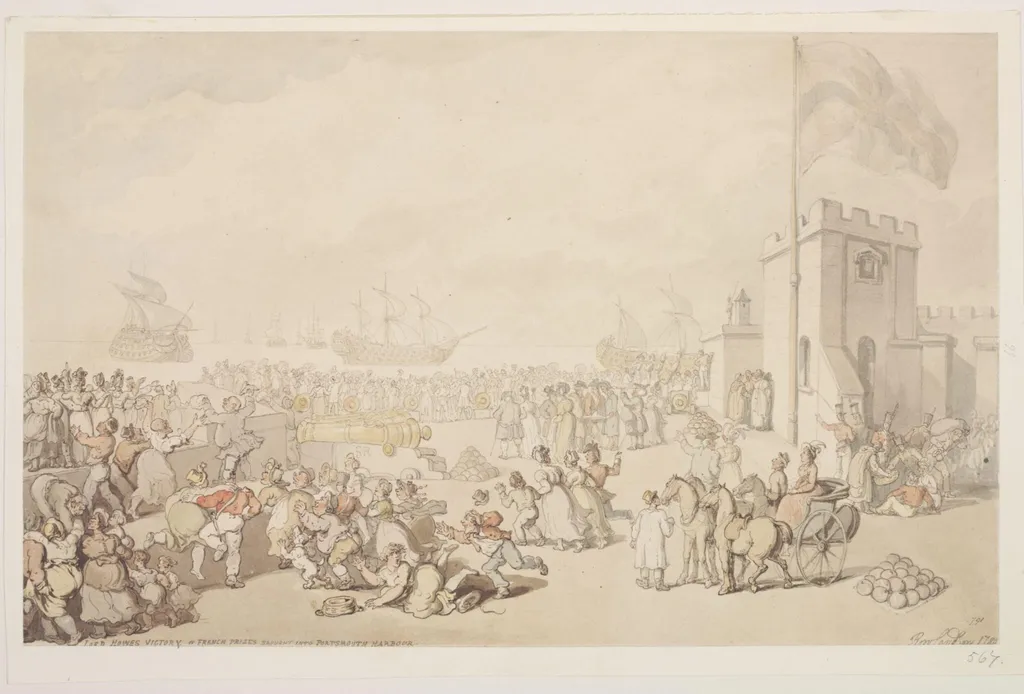 Portsmouth Harbour, by Thomas Rowlandson, watercolor, 1780
