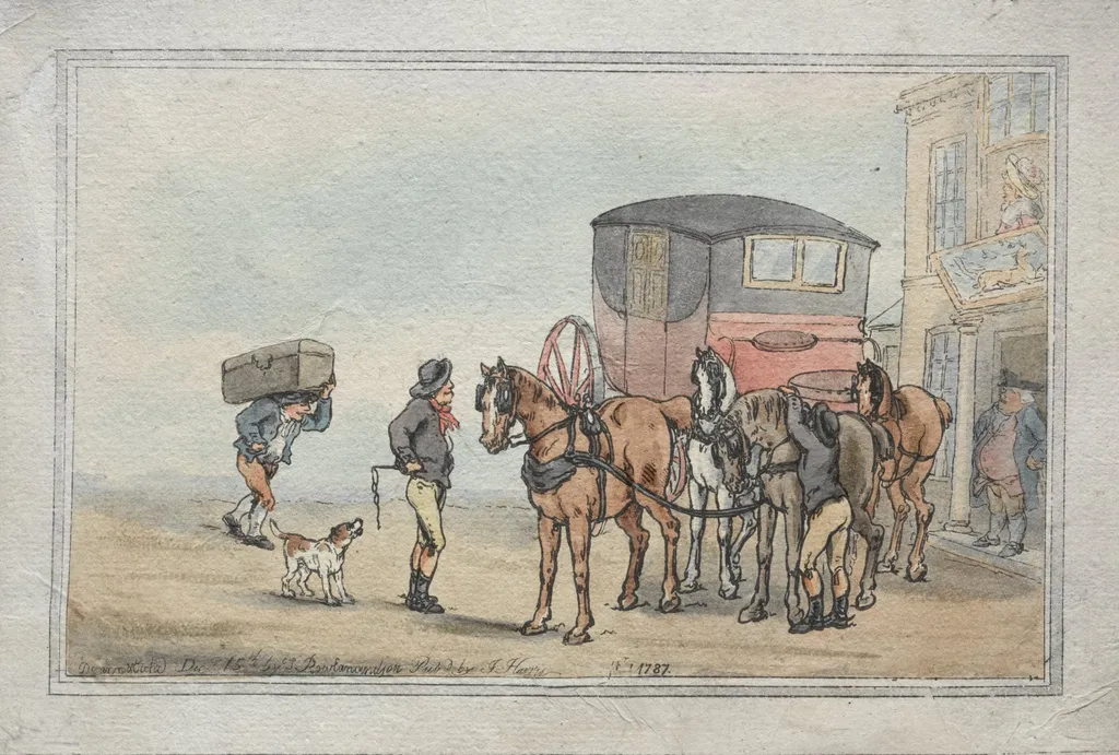Postboys and Posthorses at the White Hart Inn, by Thomas Rowlandson, 1787