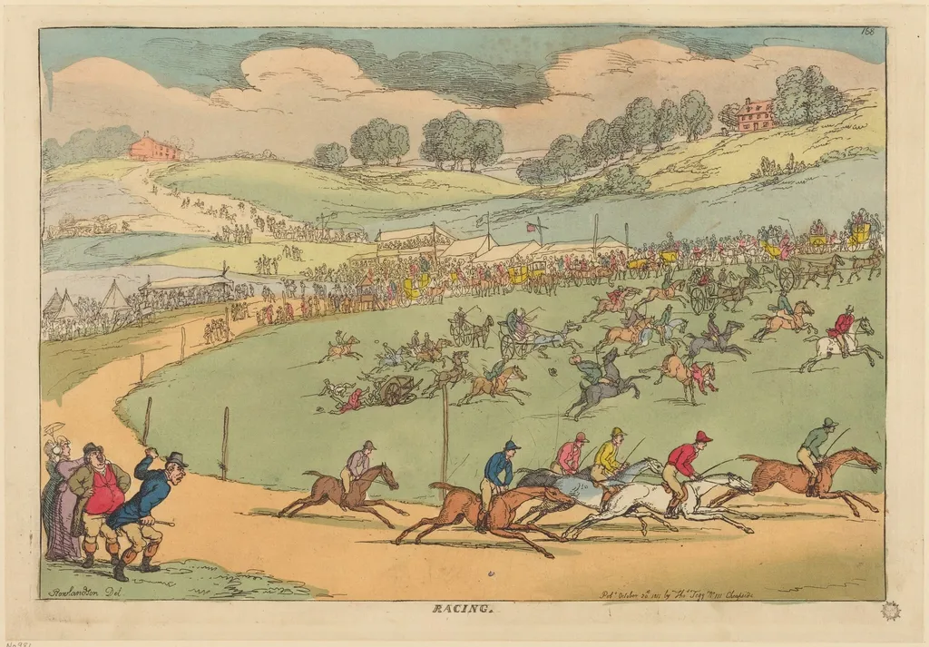 Racing, by Thomas Rowlandson, ink, 1811