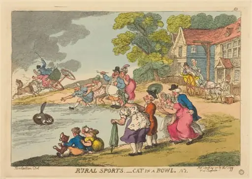Rural Sports. Cat in a Bowl. No.1, by Thomas Rowlandson