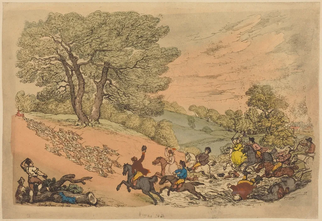 The Hunt, by Thomas Rowlandson, ink, 1808