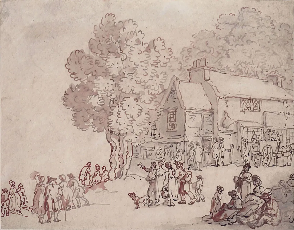 The Mitre, Paddington Canal, by Thomas Rowlandson, watercolor, 1812