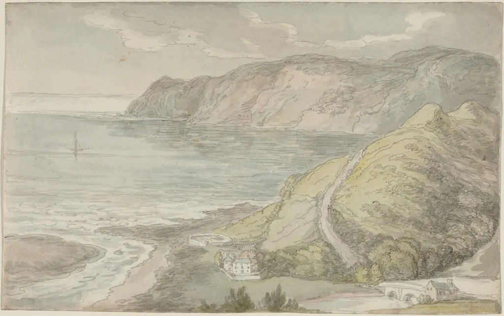 View from the Inn at Lynton, by Thomas Rowlandson, ink, 1811