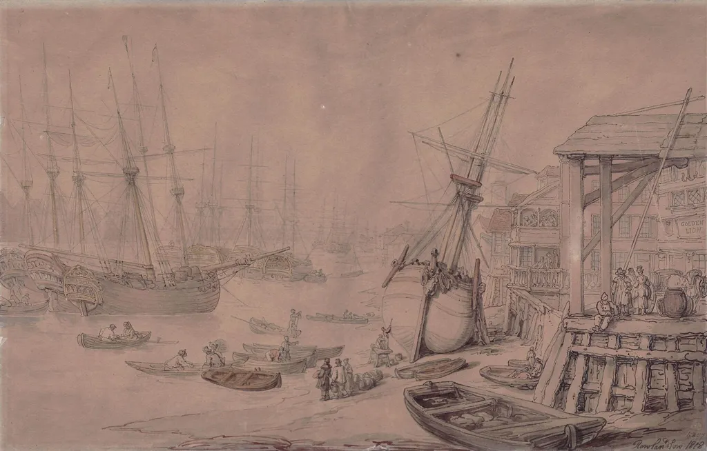 View on the Thames, by Thomas Rowlandson, watercolor, 1818