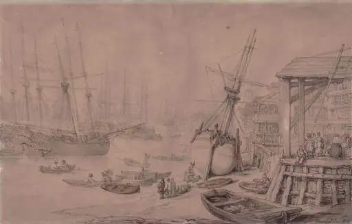 View on the Thames, by Thomas Rowlandson