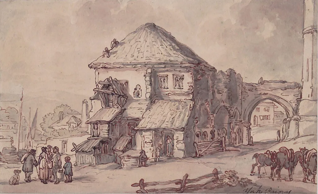 York Priory, by Thomas Rowlandson, watercolor, 1780