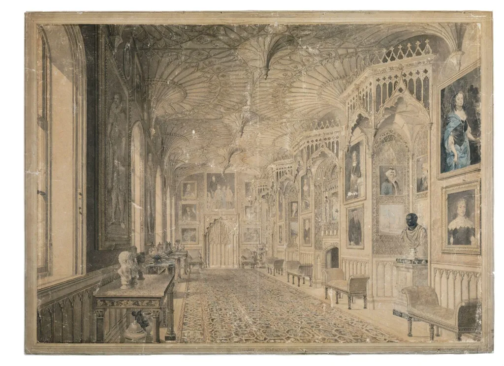The Gallery at Strawberry Hill, by Thomas Sandby, watercolor, 1781