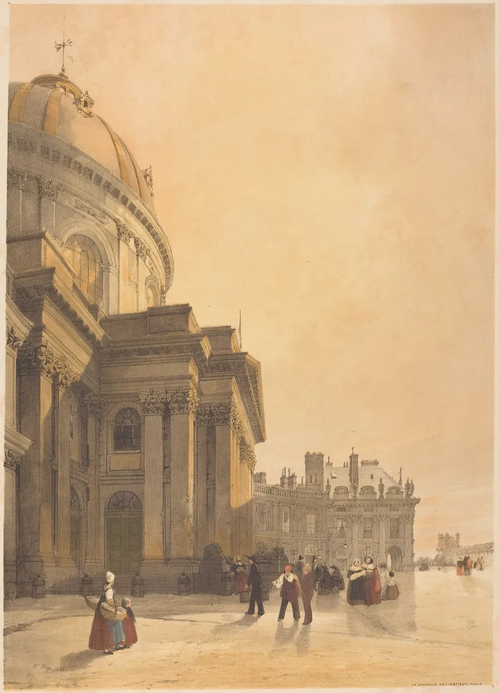 La Chapelle de l'Institut, Paris, by Thomas Shotter Boys, ink, 1839