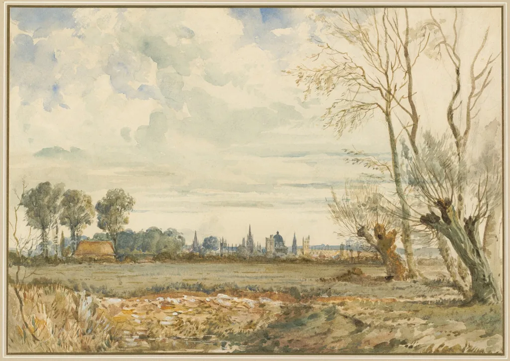 Meadows with a Distant View of Oxford, by Thomas Shotter Boys, graphite, 1834