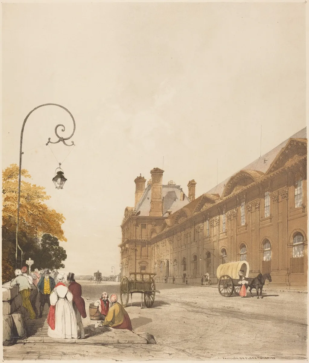Pavillon de Flore, Tuileries, by Thomas Shotter Boys, ink, 1839