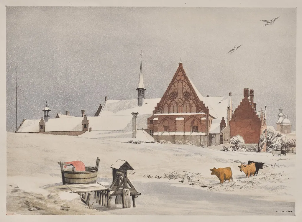 Picturesque Architecture in Paris, Ghent, Antwerp, Rouen: Byloke, Ghent, Belgium, by Thomas Shotter Boys, 1839