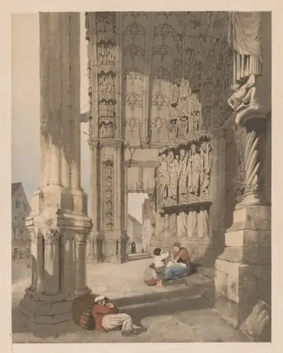 Picturesque Architecture in Paris, Ghent, Antwerp, Rouen, Etc.: South Porch of Chartres Cathedral,, by Thomas Shotter Boys