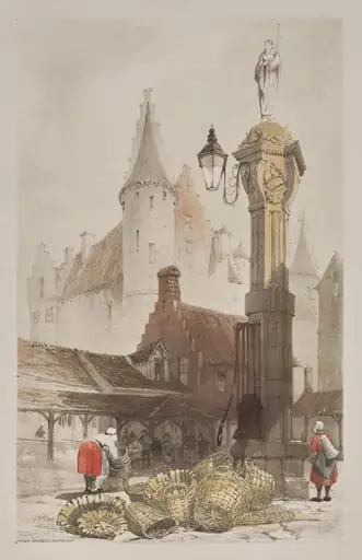 Picturesque Architecture in Paris, Ghent, Antwerp, Rouen: Fish Market, Antwerp, Belgium, by Thomas Shotter Boys