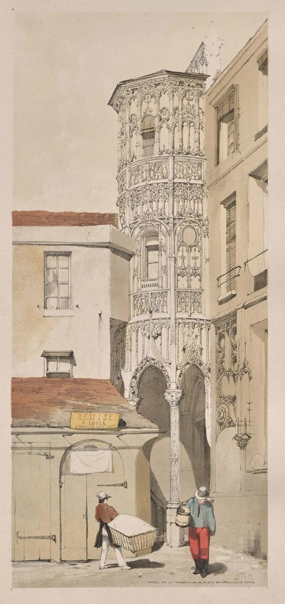 Picturesque Architecture in Paris, Ghent, Antwerp, Rouen: Hôtel de la Tremouille, Rue des Bourbonnois, Paris, by Thomas Shotter Boys, 1839