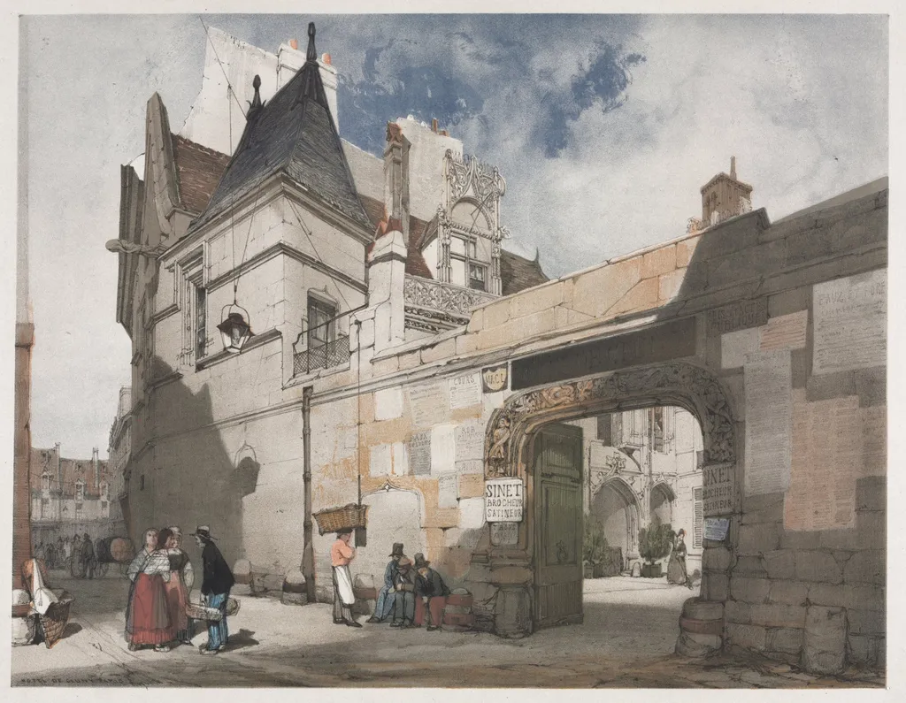 Picturesque Architecture in Paris, Ghent, Antwerp, Rouen: Hôtel de Cluny, Paris, by Thomas Shotter Boys, 1839