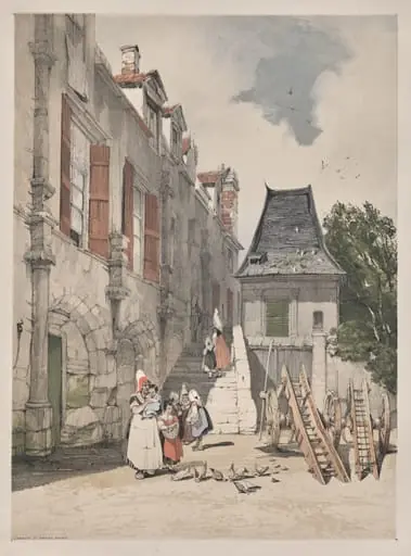Picturesque Architecture in Paris, Ghent, Antwerp, Rouen:  L'Abbaye St. Amand, Rouen, France, by Thomas Shotter Boys