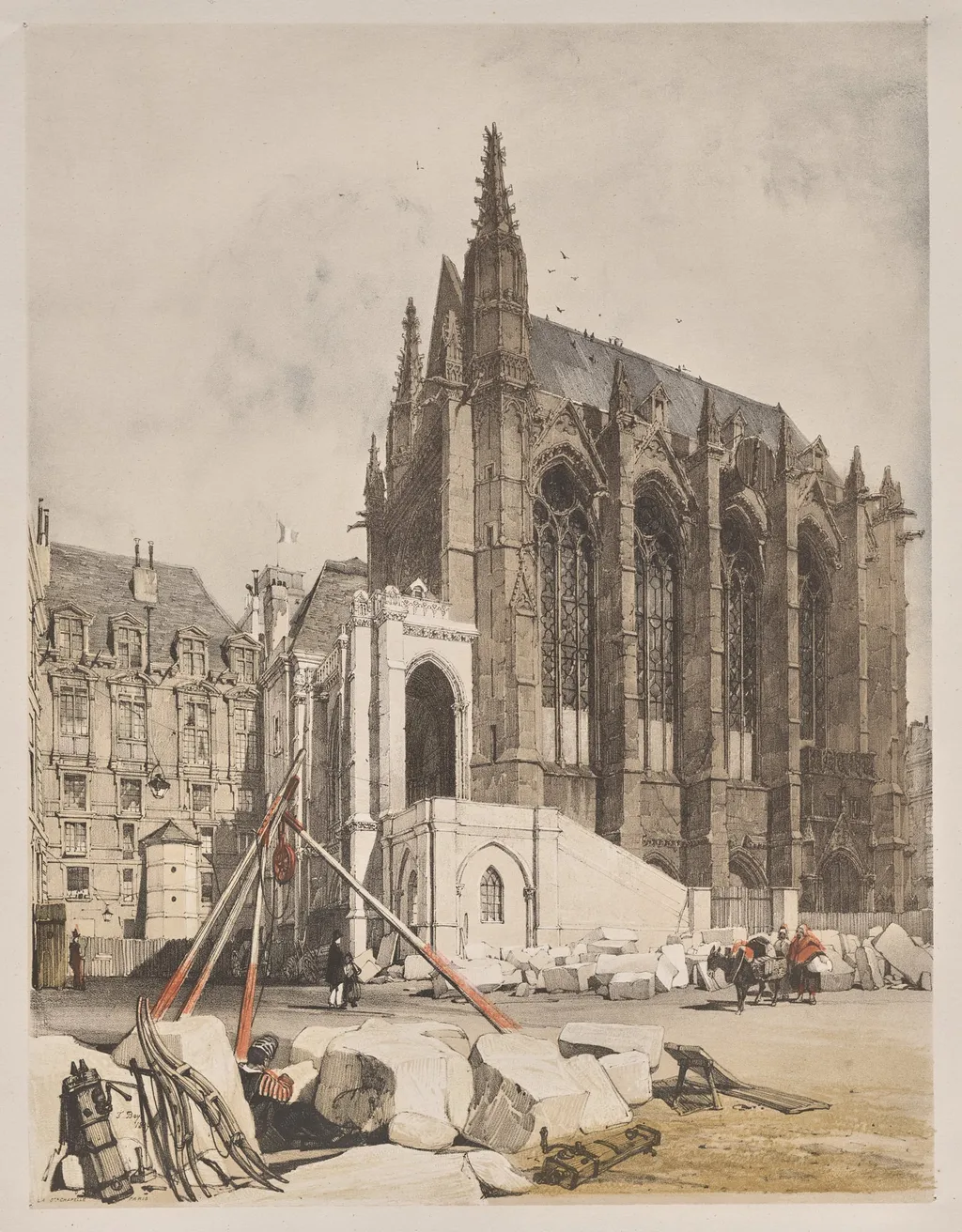 Picturesque Architecture in Paris, Ghent, Antwerp, Rouen: La. Ste Chapelle, Paris, by Thomas Shotter Boys, 1839