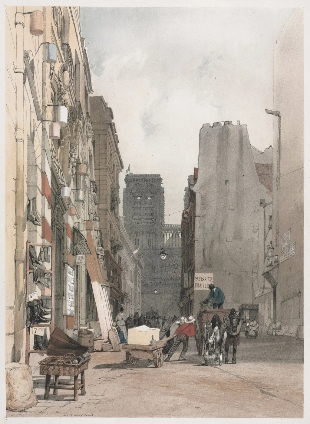Picturesque Architecture in Paris, Ghent, Antwerp, Rouen: Nôtre Dame, Paris, by Thomas Shotter Boys, 1839