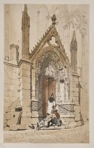 Picturesque Architecture in Paris, Ghent, Antwerp, Rouen: Porte Rouge, Nôtre Dame, Paris, by Thomas Shotter Boys