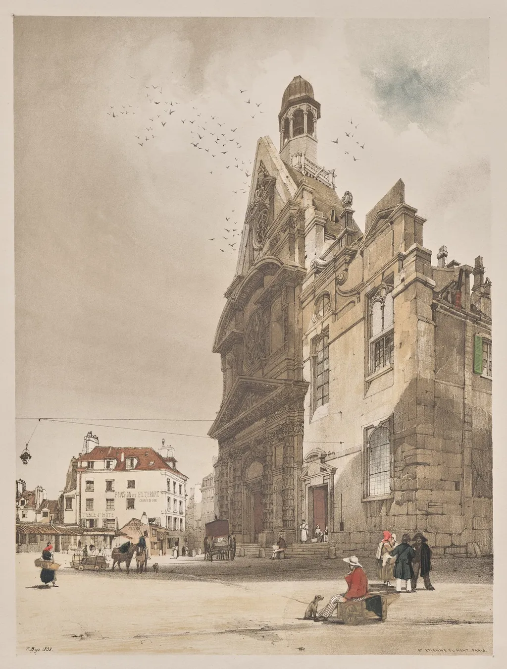 Picturesque Architecture in Paris, Ghent, Antwerp, Rouen: St. Etienne du Mont, Paris, by Thomas Shotter Boys, 1839