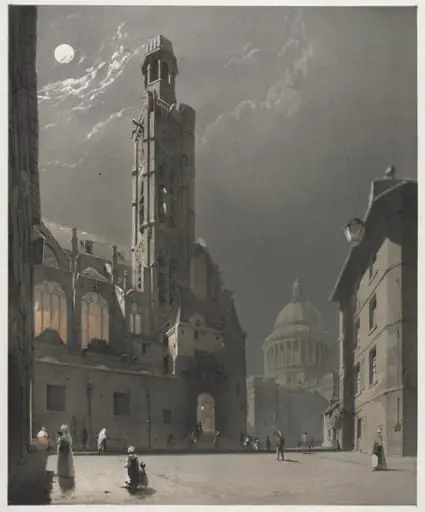 Picturesque Architecture in Paris, Ghent, Antwerp, Rouen: St. Etienne du Mont and the Pantheon, Paris, by Thomas Shotter Boys