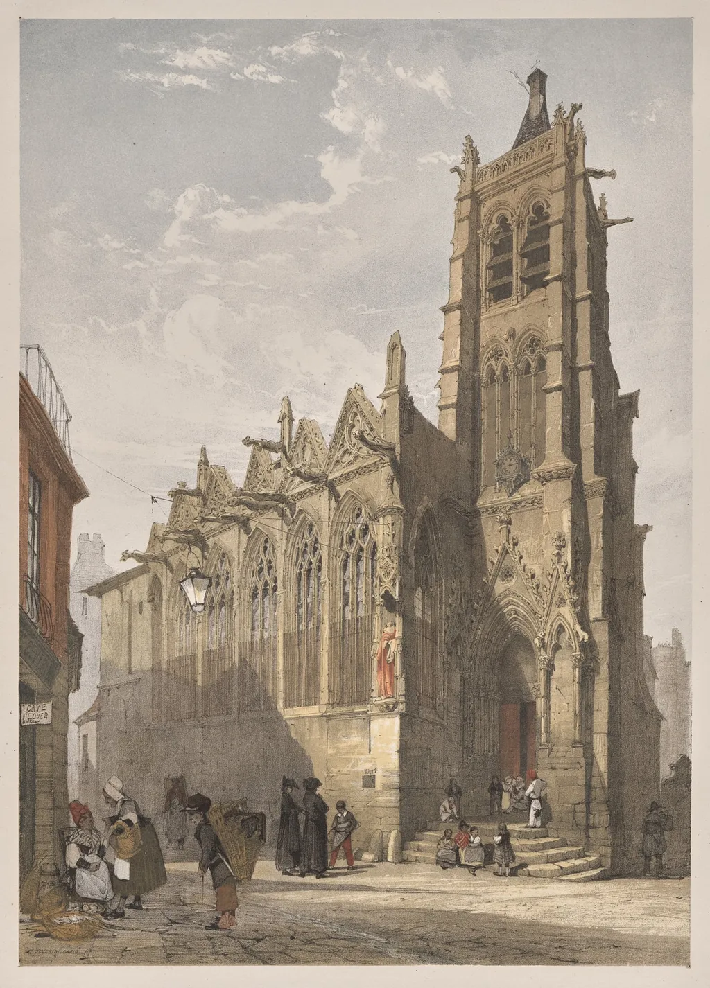 Picturesque Architecture in Paris, Ghent, Antwerp, Rouen: St. Severin, Paris, by Thomas Shotter Boys, 1839