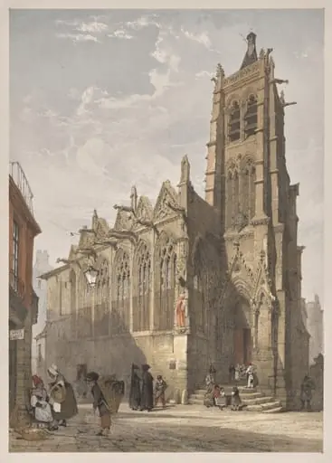 Picturesque Architecture in Paris, Ghent, Antwerp, Rouen:  St. Severin, Paris, by Thomas Shotter Boys