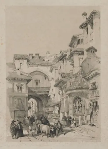 Picturesque Sketches in Spain: Gate of the Vivarrambla, Granada, by Thomas Shotter Boys