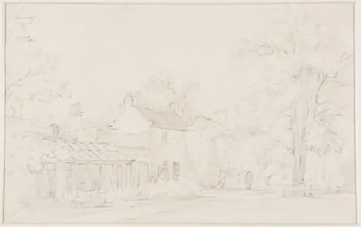 A house, with trees, by Thomas Sidney Cooper