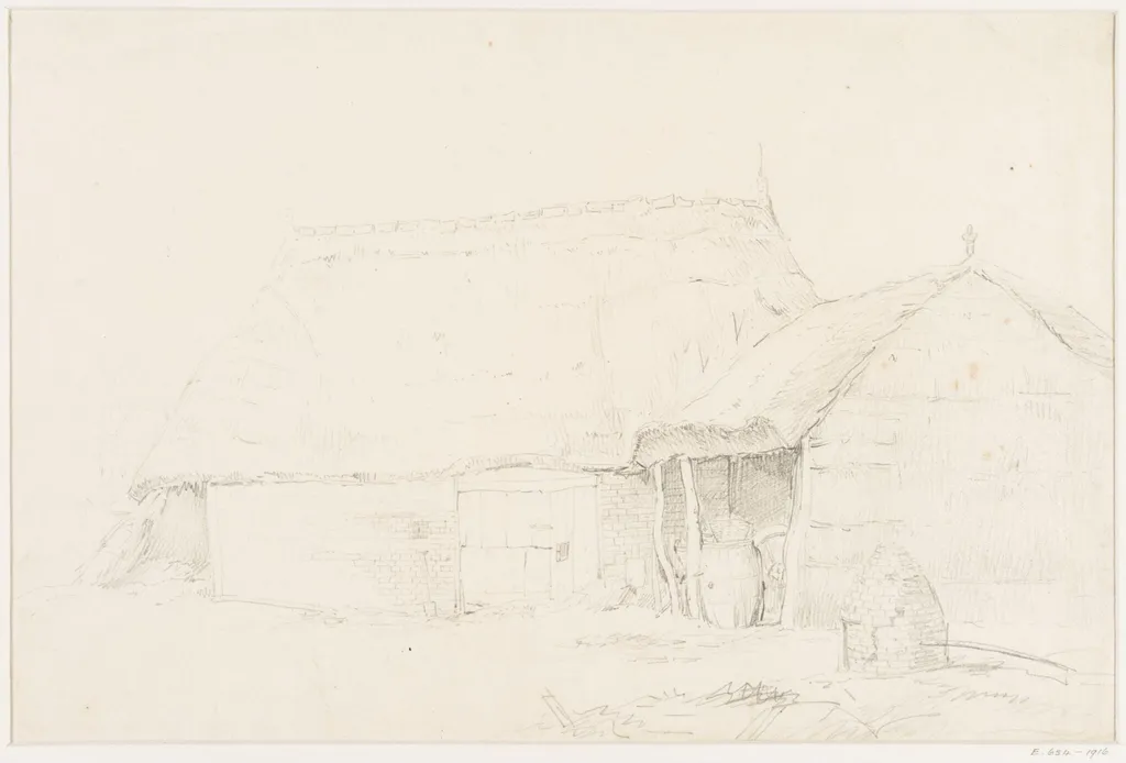 A thatched barn and shelter, by Thomas Sidney Cooper, 1850