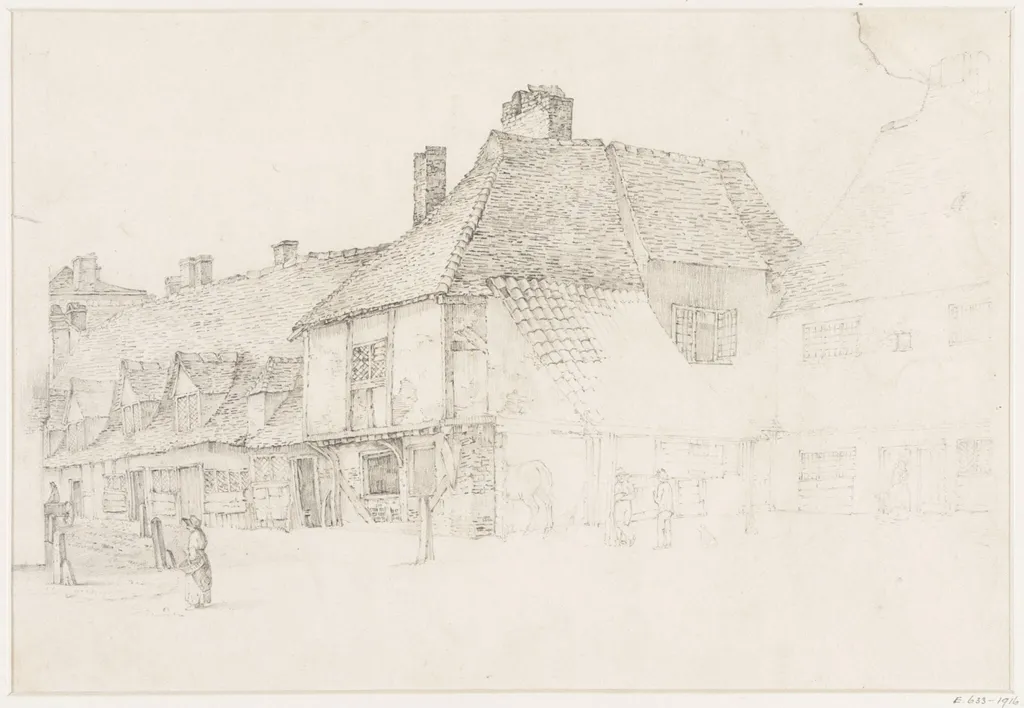 Houses in a village street, by Thomas Sidney Cooper, 1850