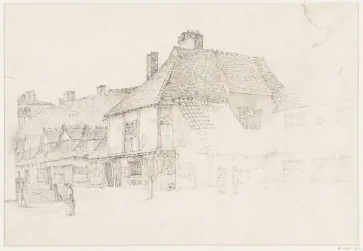 Houses in a village street, by Thomas Sidney Cooper