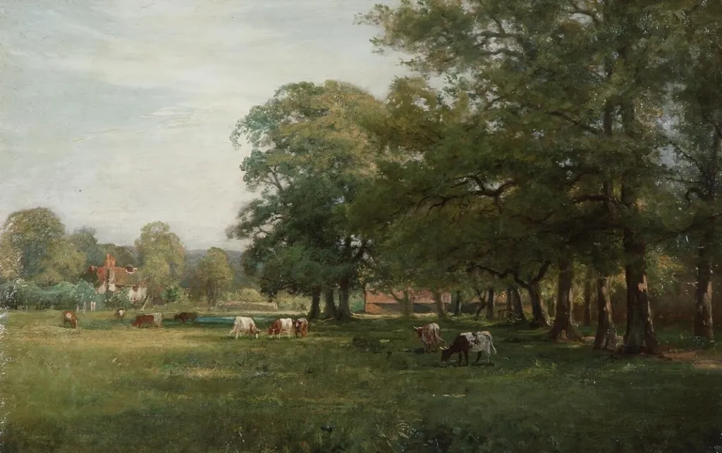 Landscape with cattle, by Thomas Sidney Cooper, oil, 1896
