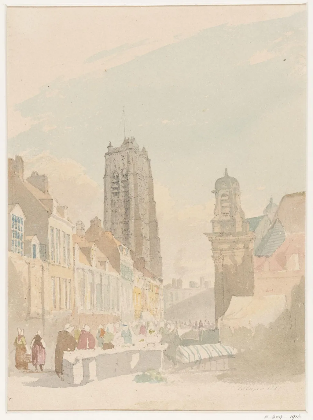 The fish market, Bruges, by Thomas Sidney Cooper, 1827