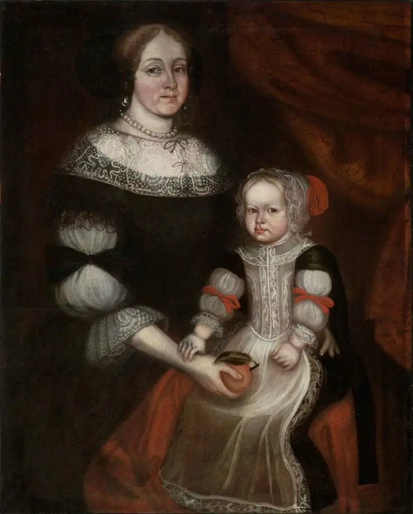 Mrs. Richard Patteshall (Martha Woody) and Child, by Thomas Smith