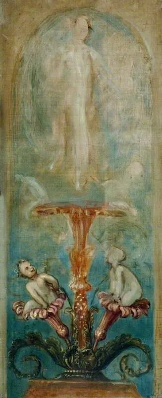 Arabesque Decoration with a Female Figure (sketch), by Thomas Stothard, oil, 1804