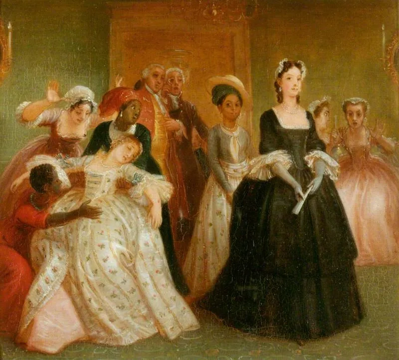 Brunetta and Phillis (Richard Steel, 'The Spectator', no.80), by Thomas Stothard, oil, 1804