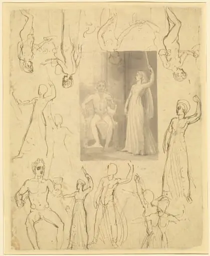 Design for a Book Illustration of Circe and Odysseus [recto], by Thomas Stothard