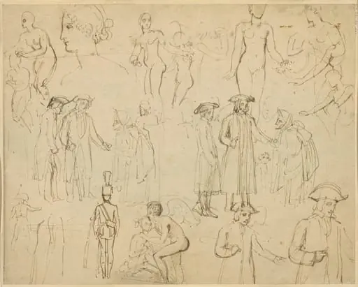 Roger de Coverley and the Gypsies [verso], by Thomas Stothard