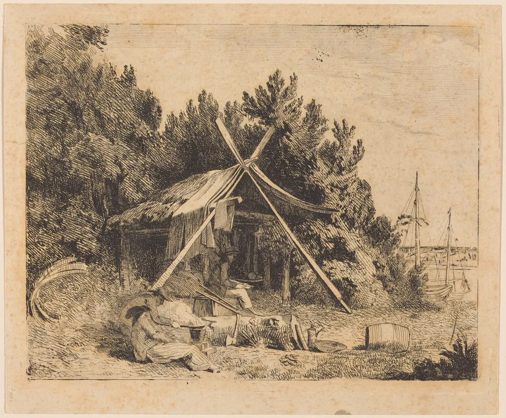 The Camp of Stothard, Blake, Ogleby, by Thomas Stothard, ink, 1780