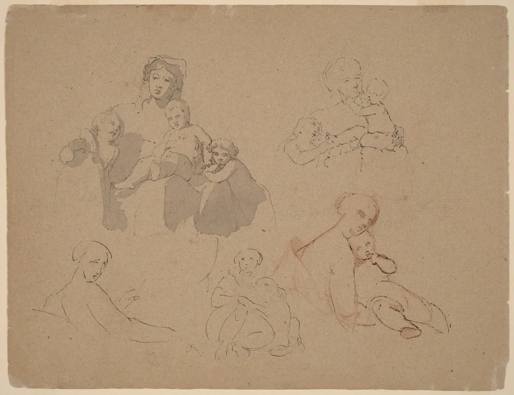 Studies: Major Thomas Biddle and Thomas Wilcocks Sully, by Thomas Sully, ink, 1820