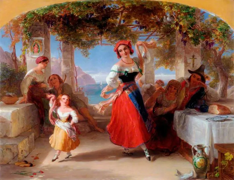 An Italian Mother Teaching Her Child the Tarantella, by Thomas Uwins