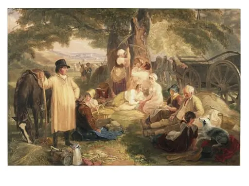 Haymakers at dinner, by Thomas Uwins